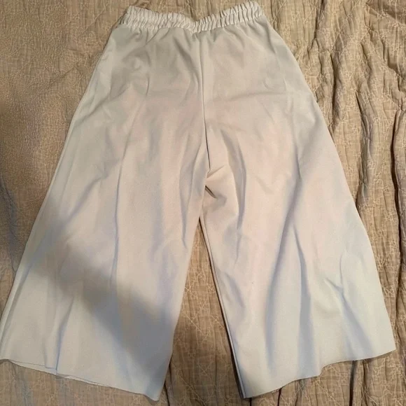 Zara- women’s White Wide-Leg Pants with Black Drawstring-Size-large - Picture 4 of 4